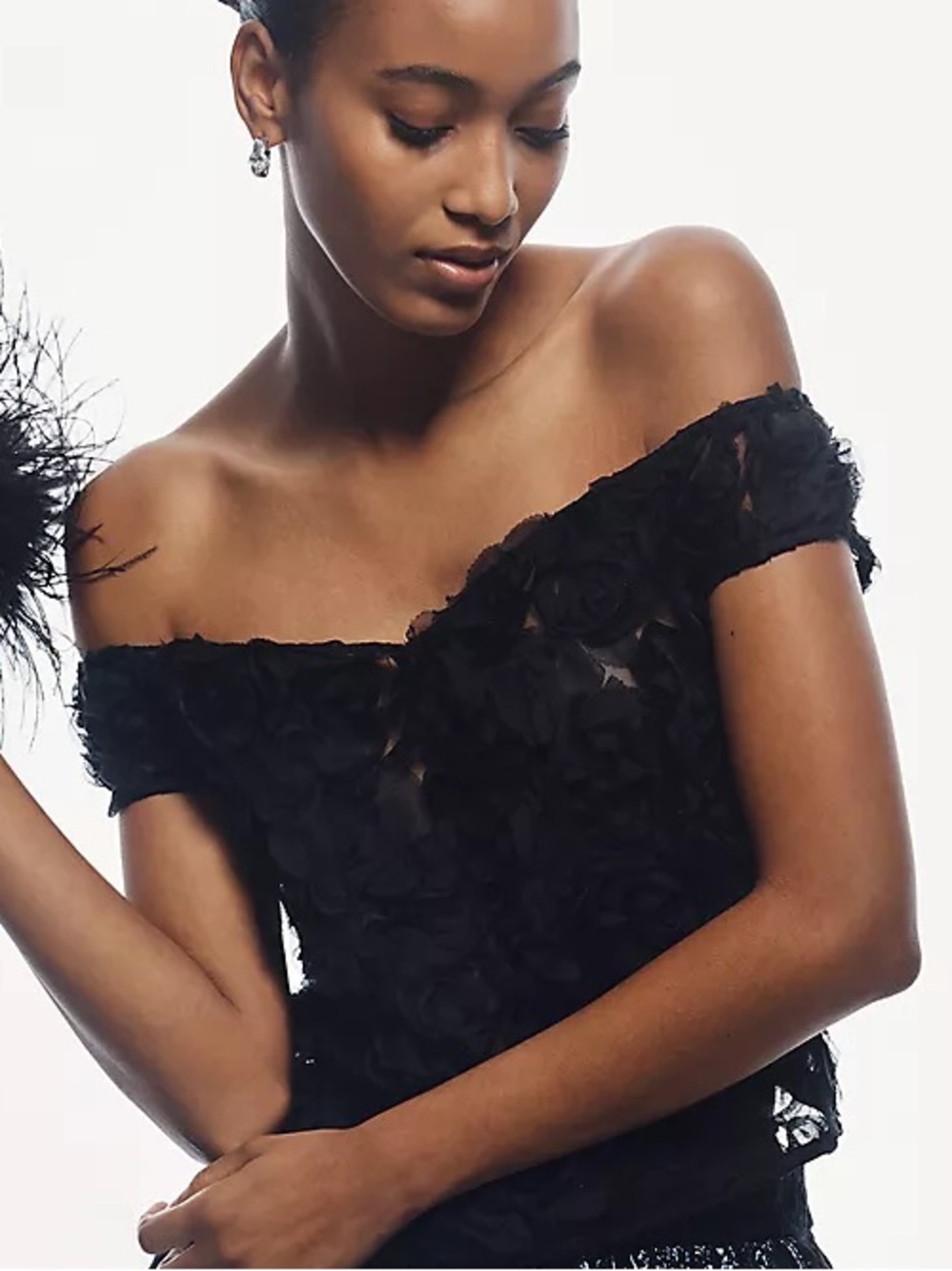 MAEVE OFF-SHOULDER ROSETTE TOP - Picture 3 of 6